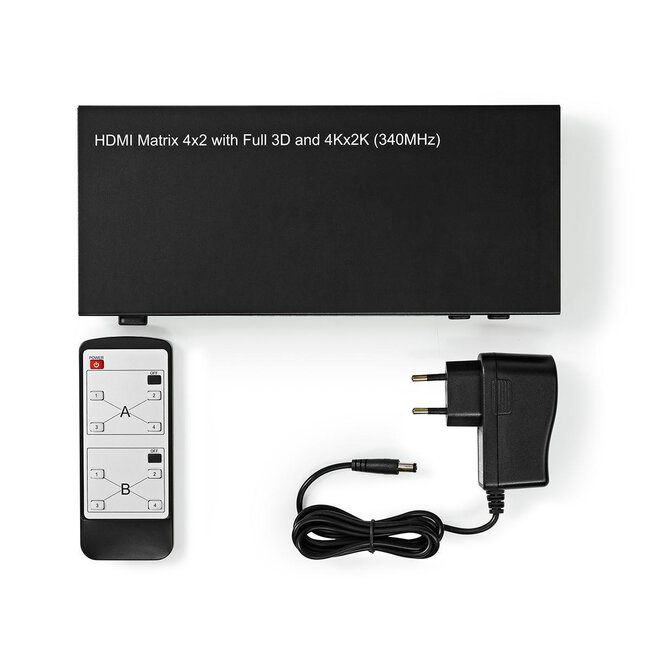 Nedis HDMI Matrix Umschalter 4 auf 2 - HDMI1.4 (4K 30Hz) / Schwarz