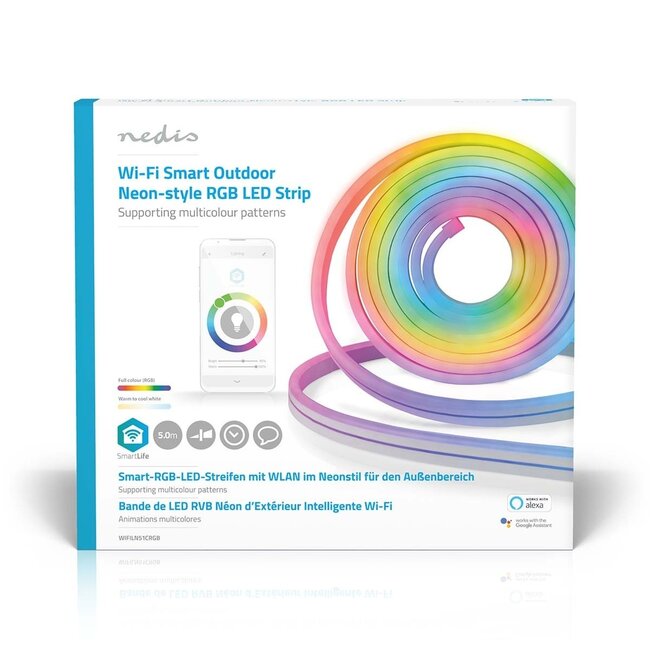 Nedis SmartLife Wi-Fi LED-Strip 5m - Innen & Außen, Full-Color, Dream-Color & Diffuses Licht