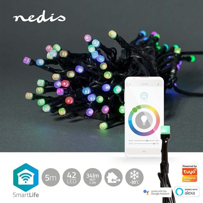 Nedis SmartLife Wi-Fi LED-Lichterkette 5m - 42 LEDs - Vollfarbe