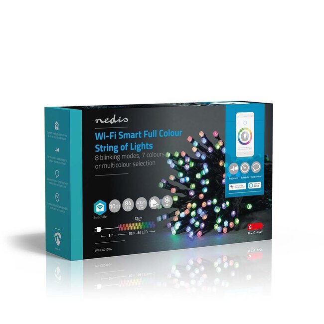 Nedis SmartLife Wi-Fi LED-Lichterkette 10m - 84 LEDs, Vollfarbe