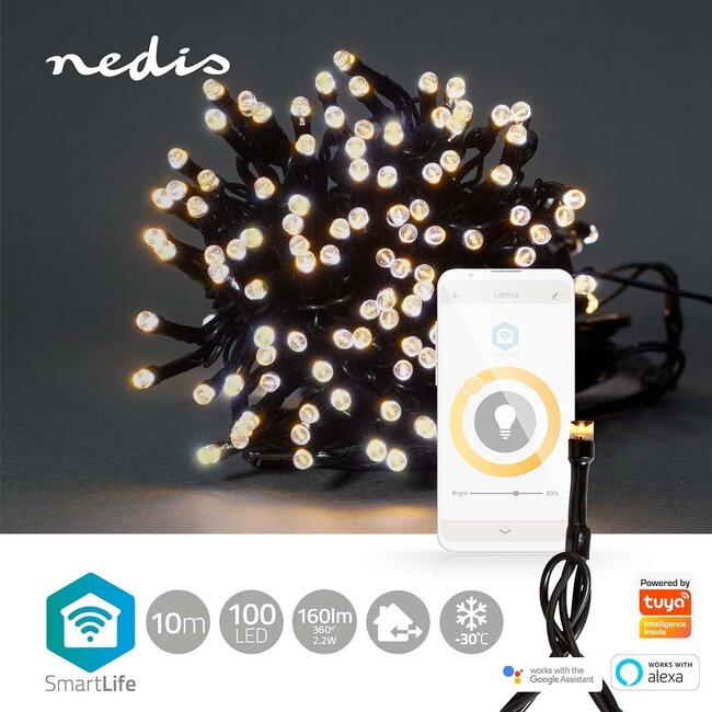 Nedis SmartLife Wi-Fi LED-Lichterkette 10m - 100 LEDs Warmweiß