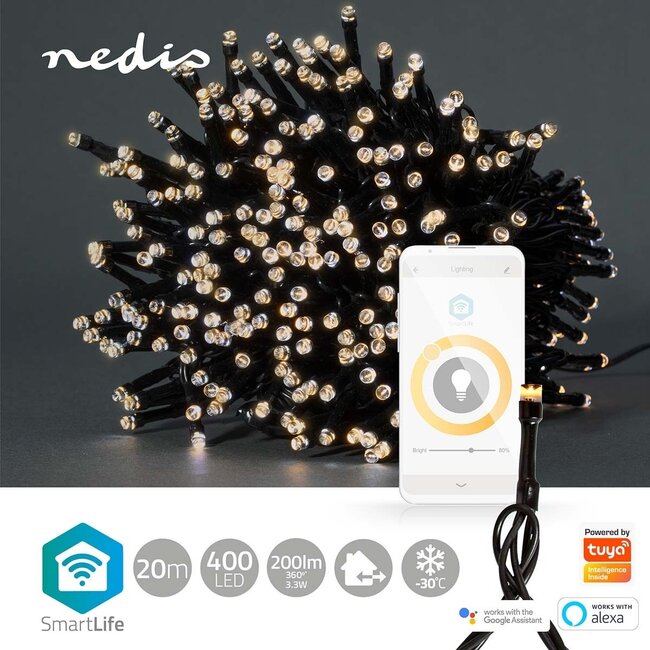 Nedis SmartLife Wi-Fi LED-Lichterkette 20m - 400 LEDs Warmweiß