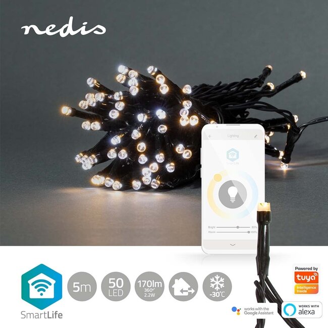 Nedis SmartLife Wi-Fi LED-Lichterkette 5m - 50 LEDs - Warmweiß bis Kaltweiß