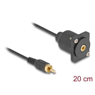 DeLOCK Delock D-Typ Kabel RCA Stecker auf Buchse Schwarz 20 cm