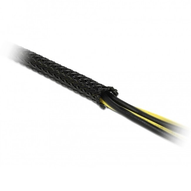 Polyester Kabelschutzschlauch | dehnbar | 19mm | schwarz | 10 Meter