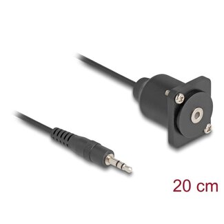 DeLOCK Delock D-Typ Kabel 3,5 mm 3-pol Stereo Klinke Stecker auf Buchse Schwarz 20 cm