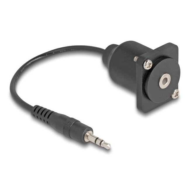 Delock D-Typ Kabel 3,5 mm 3-pol Stereo Klinke Stecker auf Buchse Schwarz 20 cm