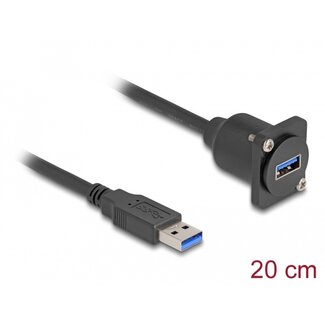 DeLOCK Delock USB 3.0 Typ-A Stecker auf Typ-A Buchse Kabel 20 cm schwarz 5 Gbps