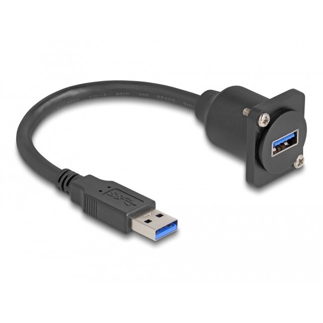 Delock USB 3.0 Typ-A Stecker auf Typ-A Buchse Kabel 20 cm schwarz 5 Gbps