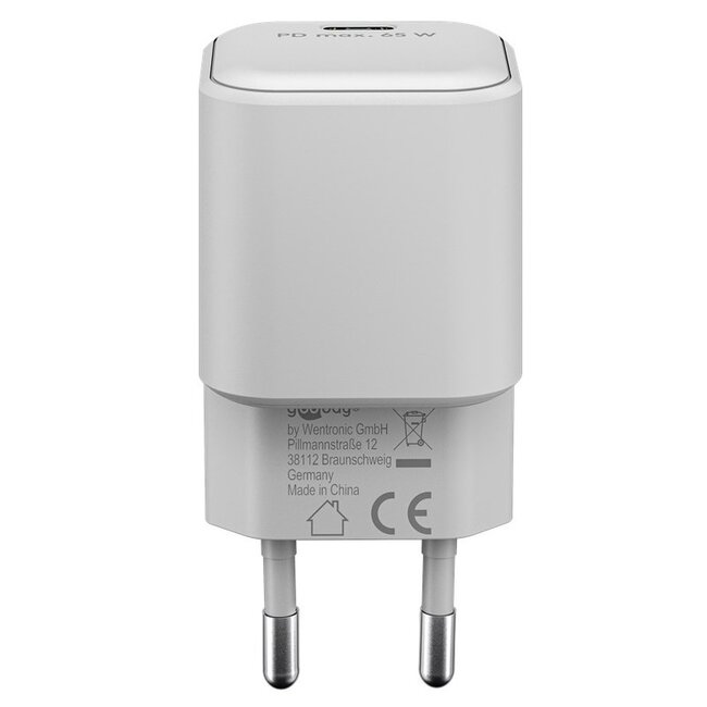 Goobay Heimladegerät 65W mit 1 USB-C PD Port | GaN | Weiß