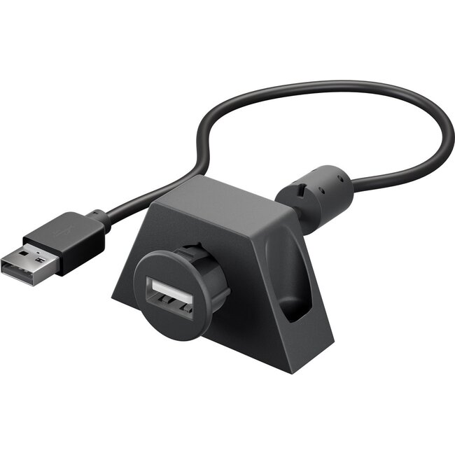 Goobay USB 2.0 Hi-Speed Verlängerungskabel mit Halterung, schwarz 2 m