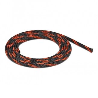 DeLOCK Polyester Kabelschutzschlauch | dehnbar | 6mm | schwarz/rot | 2 Meter