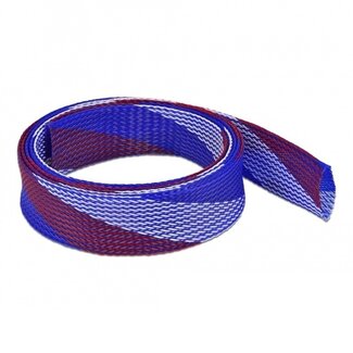 DeLOCK Polyester Kabelschutzschlauch | dehnbar | 38mm | blau/weiß/rot | 2 Meter
