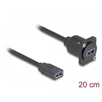 DeLOCK Delock D-Type USB 5 Gbps Kabel Typ-A Buchse zu Typ-A Buchse Schwarz 20 cm