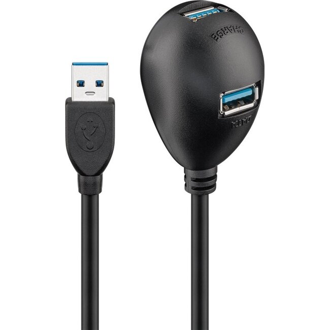 Goobay USB 3.0 Hi-Speed Verlängerungskabel mit Standfuß, Schwarz 1,5 m