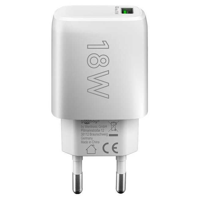 Goobay USB Heimladegerät mit 1 USB-A QC Port | 18W | Weiß