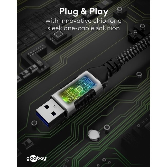Goobay USB-A auf RJ45 LAN Kabel | USB 3.0 | CAT6 | Schwarz | 5 Meter