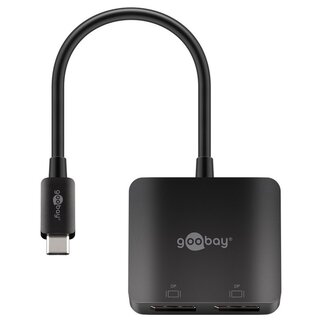 Goobay USB-C auf 2x DisplayPort 4K 60Hz Adapter | Schwarz | 0,15 m