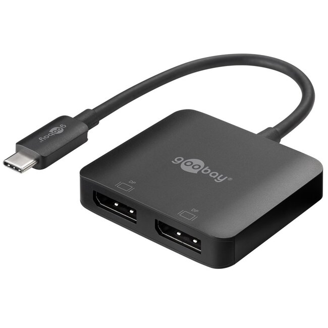 USB-C auf 2x DisplayPort 4K 60Hz Adapter | Schwarz | 0,15 m