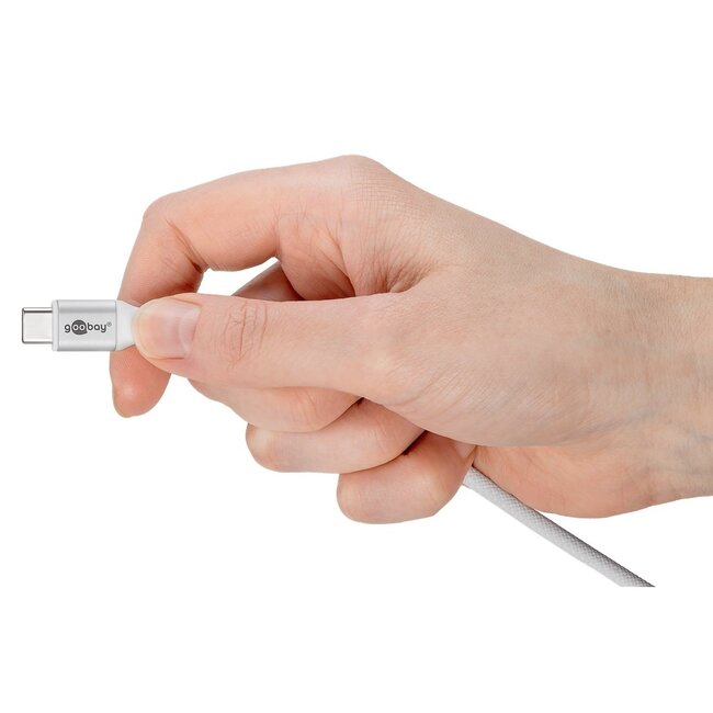 Goobay USB-C Supersoft Textilkabel | USB 2.0 | PD 60W | Weiß | 0,5 m