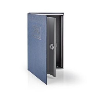 Nedis Safe | Büchersafe | Schlüsselschloss | Innenbereich | Medium | Innenvolumen: 1,6 l | 2 Schlüssel inklusive | Blau / Silber