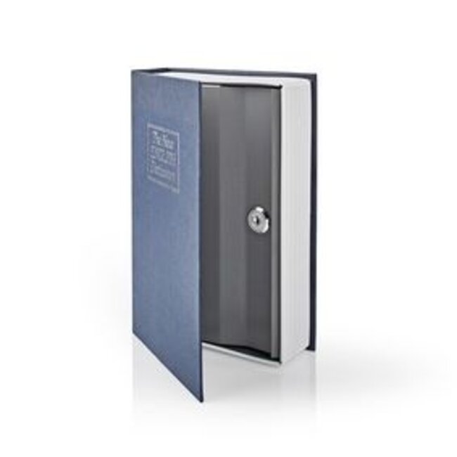Safe | Büchersafe | Schlüsselschloss | Innenbereich | Medium | Innenvolumen: 1,6 l | 2 Schlüssel inklusive | Blau / Silber