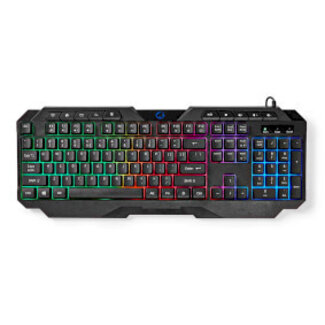 Nedis Kabelgebundenes Gaming-Tastatur | USB Typ-A | Membrantasten | LED | QWERTY | US International | USB Stromversorgung | 1,30 m Kabel | Multimedia