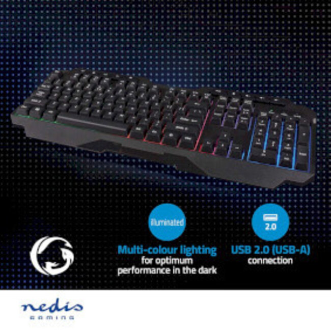 Kabelgebundenes Gaming-Tastatur | USB Typ-A | Membrantasten | LED | QWERTY | US International | USB Stromversorgung | 1,30 m Kabel | Multimedia