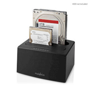 Nedis Festplatten-Dockingstation | USB 3.2 Gen1 | USB Typ-A | 2 Laufwerke | 2,5 / 3,5 Zoll | Desktop Dockingstation
