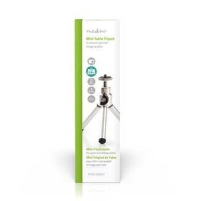 Stativ | Tragkraft 0,8 kg | Arbeitshöhe 11-14,5 cm | 1 Segment | Kugelkopf | Mit Tragetasche | ABS/Stahl | Silber