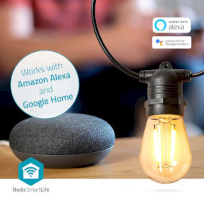 SmartLife Dekorative Lichterkette | Partybeleuchtung | WLAN | Warmweiß | 10 LEDs | 9,00 m | Android™ | Glühbirnendurchmesser: 45 mm