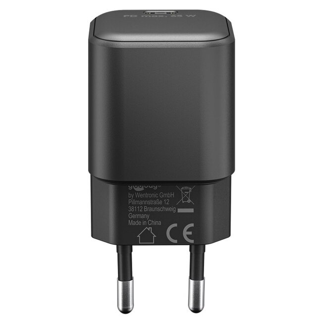 Goobay Heimladegerät 65W GaN mit 1 USB-C PD Port, Schwarz