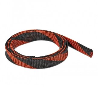 DeLOCK Polyester Kabelschutzschlauch | dehnbar | 19mm | schwarz/rot | 2 Meter