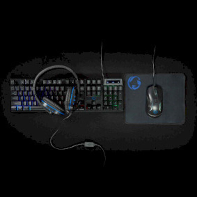 Gaming Combo Set | 5-in-1 | Tastatur, Headset, Maus & Mauspad | Schwarz | QWERTY | US International