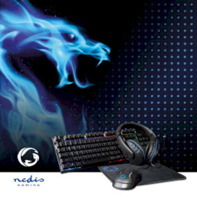 Gaming Combo Set | 5-in-1 | Tastatur, Headset, Maus & Mauspad | Schwarz | QWERTY | US International