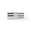 Satelliten- & Antennenadapter | F-Buchse | IEC (Koax) Buchse | Vernickelt | 75 Ohm | Gerade | Metall | Silber | 1 Stück | Box