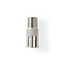 Satelliten- & Antennenadapter | F-Buchse | IEC (Koax) Buchse | Vernickelt | 75 Ohm | Gerade | Metall | Silber | 1 Stück | Box