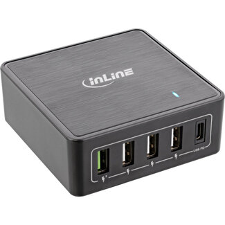 InLine® InLine® USB-Netzteil 60W Power Delivery + Quick Charge 3.0, 4x USB-A + USB-C, schwarz