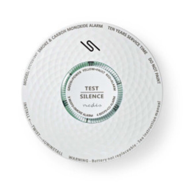 Rauch- und Kohlenmonoxidmelder | Batteriebetrieben | Batterielebensdauer bis zu 10 Jahre | EN 14604 | Mit Testknopf | 85 dB | ABS | Weiß