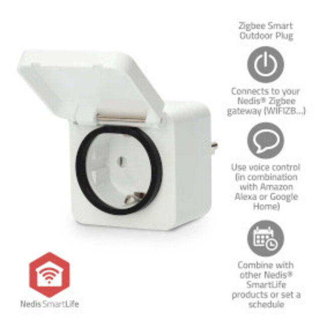 SmartLife Intelligente Steckdose | Zigbee 3.0 | IP44 | Energiemessgerät | 3680 W | Typ F (CEE 7/7) | -10 - 40 °C | Android™ / iOS | Weiß | 1 Stück