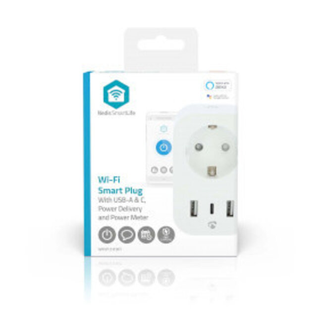 SmartLife WLAN-Steckdose | IP21 | Energiemessung | 3680 W | Typ F (CEE 7/7) | 1x USB-C™ | 2x USB | Weiß | 1 Stück