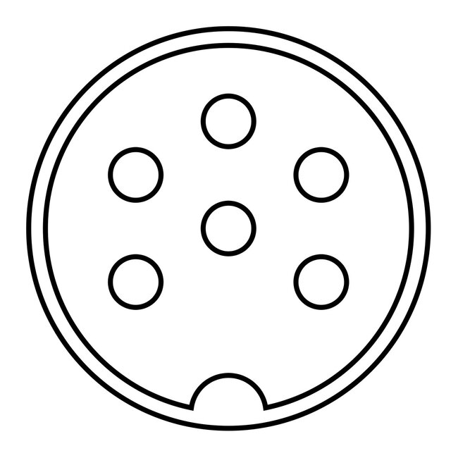 DIN 6-poliger Einbau-Stecker | Metall