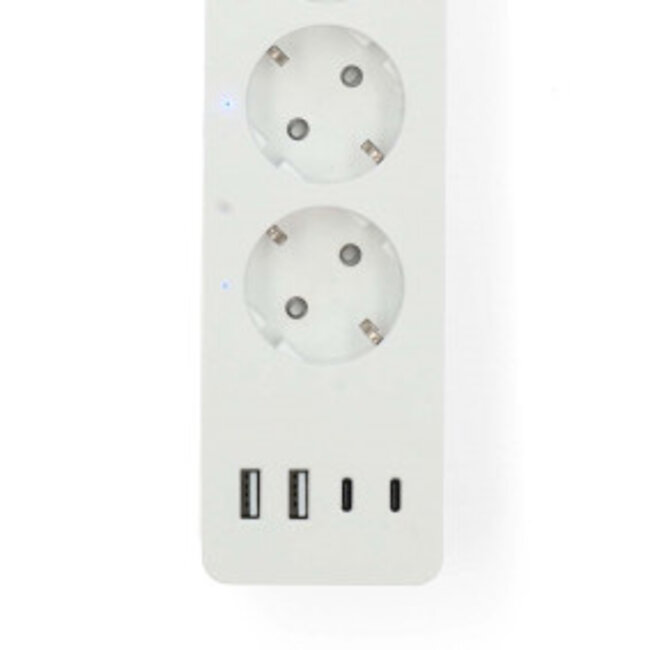 SmartLife Steckdosenleiste | Wi-Fi | Hybrid (CEE 7/7) / USB-A / USB-C™ | 16 A | 3680 W | 2,00 m | 0 - 55 °C | Android™ / iOS | Weiß