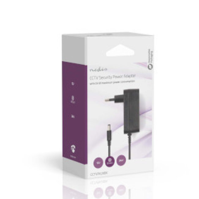 CCTV Netzteil 12V DC 2A 5,5x2,1mm Stecker 1,5m Schwarz