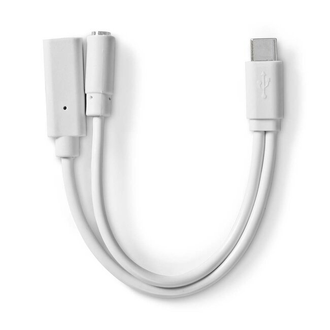 Nedis USB-C auf 3,5mm Klinke & USB-C 10W Adapter | aktiv | weiß | 0,10 m