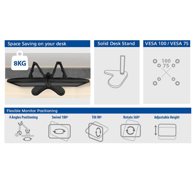 ACT Schreibtischhalterung für 2 Monitore bis 32 Zoll | Full Motion