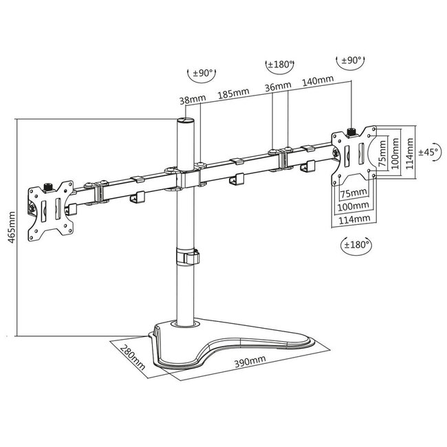 ACT Schreibtischhalterung für 2 Monitore bis 32 Zoll | Full Motion