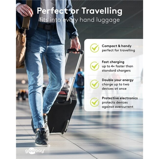 Goobay Heimladegerät 65W mit 1x USB-C PD & 1x USB-A, GaN, Schwarz