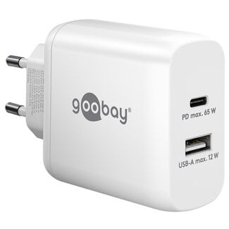 Goobay Goobay Heimladegerät 65W GaN mit 1x USB-C PD & 1x USB-A, Weiß
