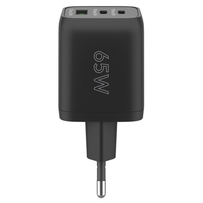 Goobay Nano Heimladegerät 65W 2x USB-C PD + 1x USB-A QC GaN Schwarz